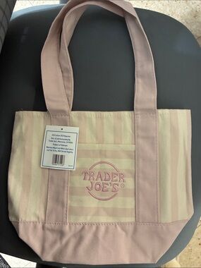 Trader Joe's Pink Stripe Canvas Tote Bag